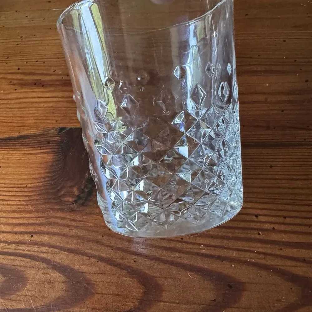 Libbey Clear Cut Glass Tumbler 4” Tall Diamond Cut -One Pc. - Picture 6 of 11